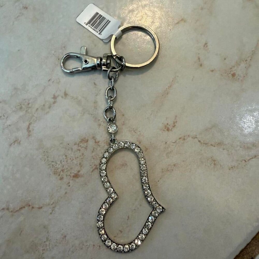 Women's Rhinestone Silver Bag Charm Keychain